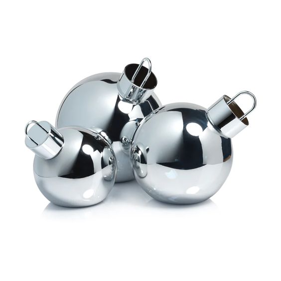 ZODAX- LED SILVER GLASS OVERSIZED ORNAMENT 7.75 IN 