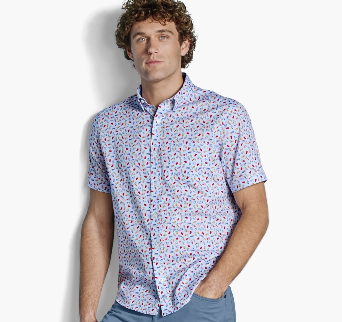 JOHNSTON & MURPHY - LOGAN PRINTED SHORT-SLEEVE SHIRT