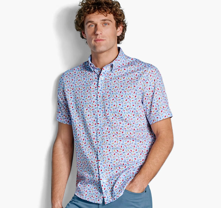 JOHNSTON & MURPHY - LOGAN PRINTED SHORT-SLEEVE SHIRT