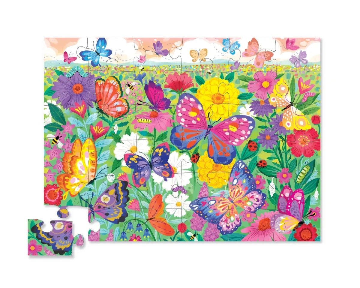 CROCODILE CREEK - 36-PC PUZZLES/BUTTERFLY GARDEN (FOIL STAMPED)