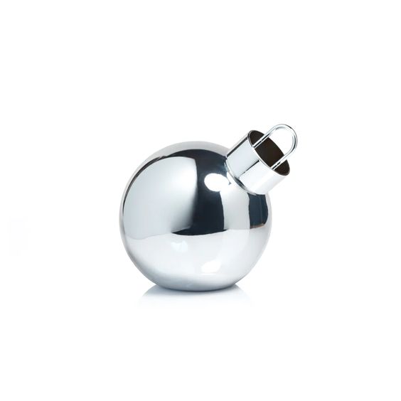 ZODAX- LED SILVER GLASS OVERSIZED ORNAMENT 9.75 IN 
