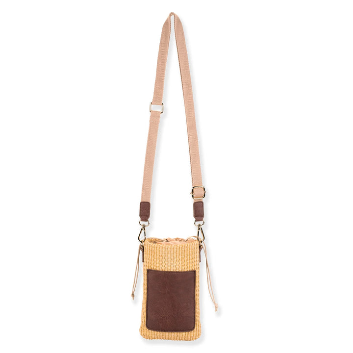SUN 'N' SAND - CE6758 STRAW/FAUX LEATHER CROSSBODY