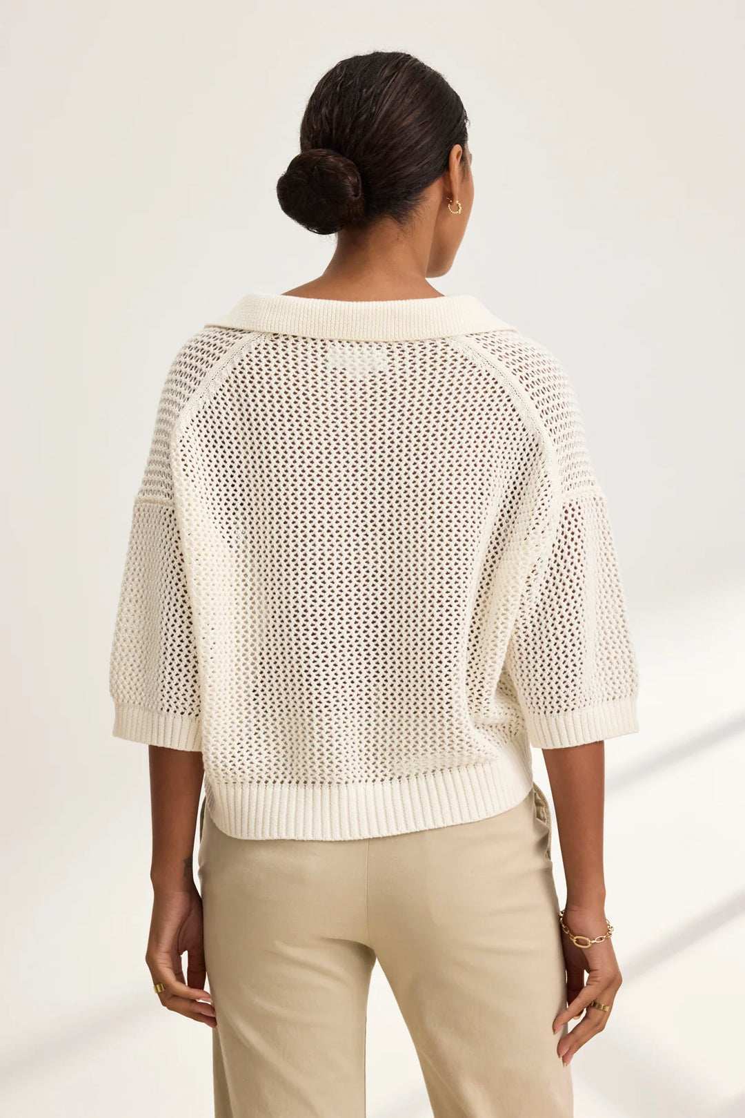 VELVET- Women's york cotton cashmere mesh sweater polo