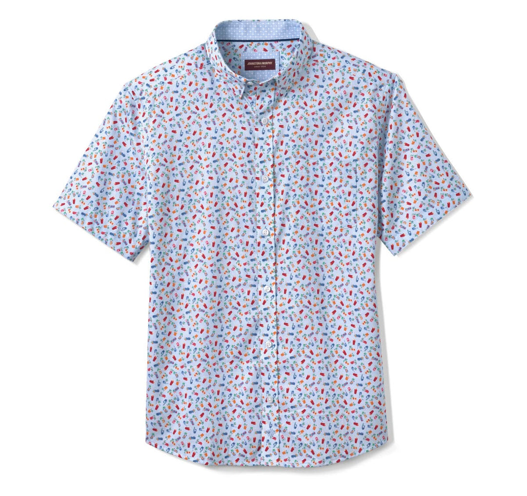 JOHNSTON & MURPHY - LOGAN PRINTED SHORT-SLEEVE SHIRT