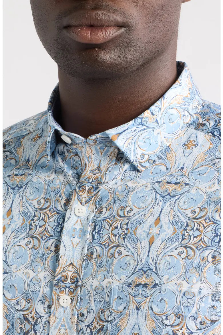 JOHNSTON & MURPHY - LOGAN PRINTED LONG-SLEEVE SHIRT
