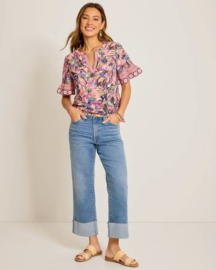 TOMMY BAHAMA - GARDEN OASIS FLUTTER SVL TOP