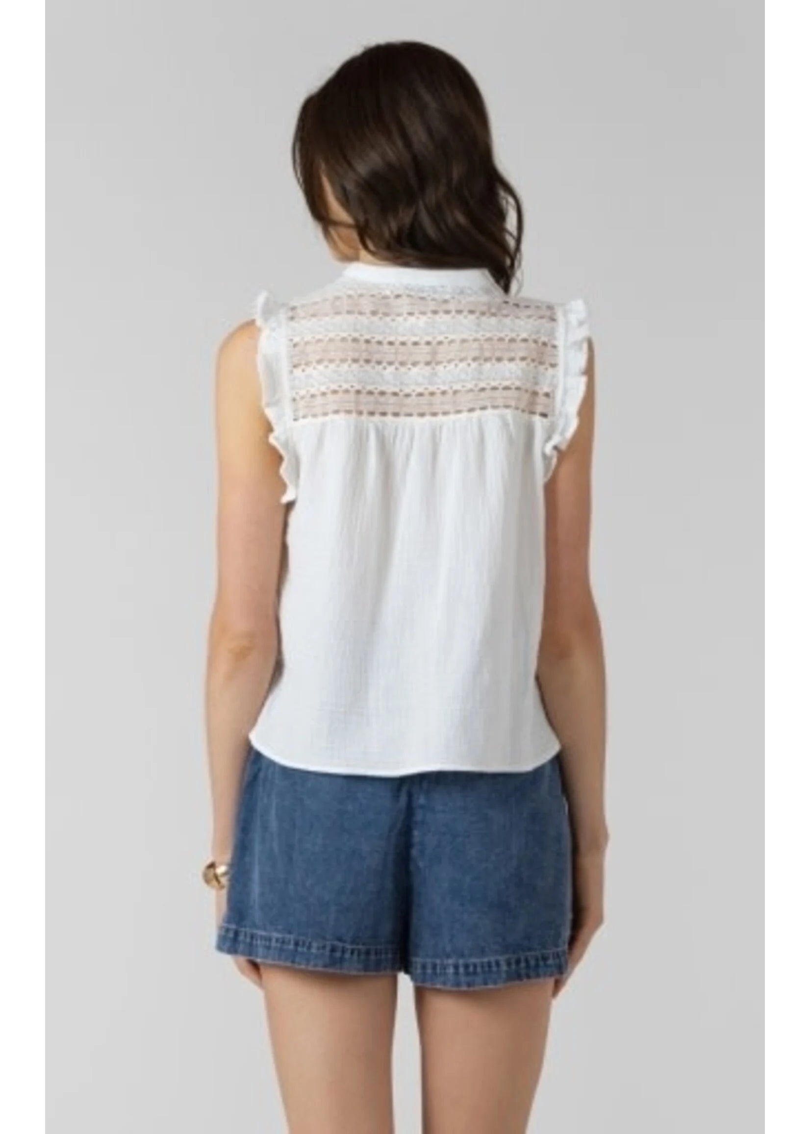 DEX - LACE INSERT BUTTON FRONT BLOUSE
