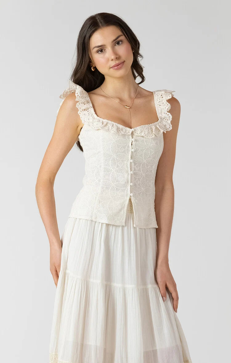 DEX - WOMEN'S BUTTON FRONT EYELET TANK