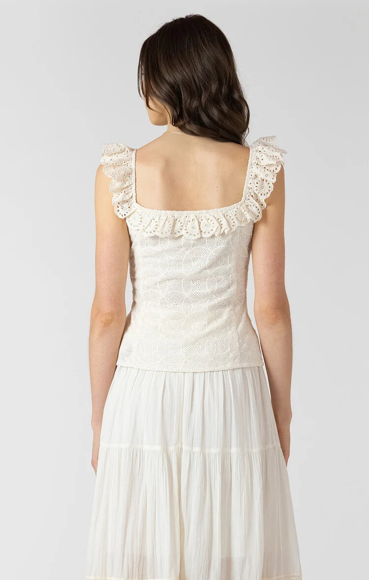 DEX - WOMEN'S BUTTON FRONT EYELET TANK