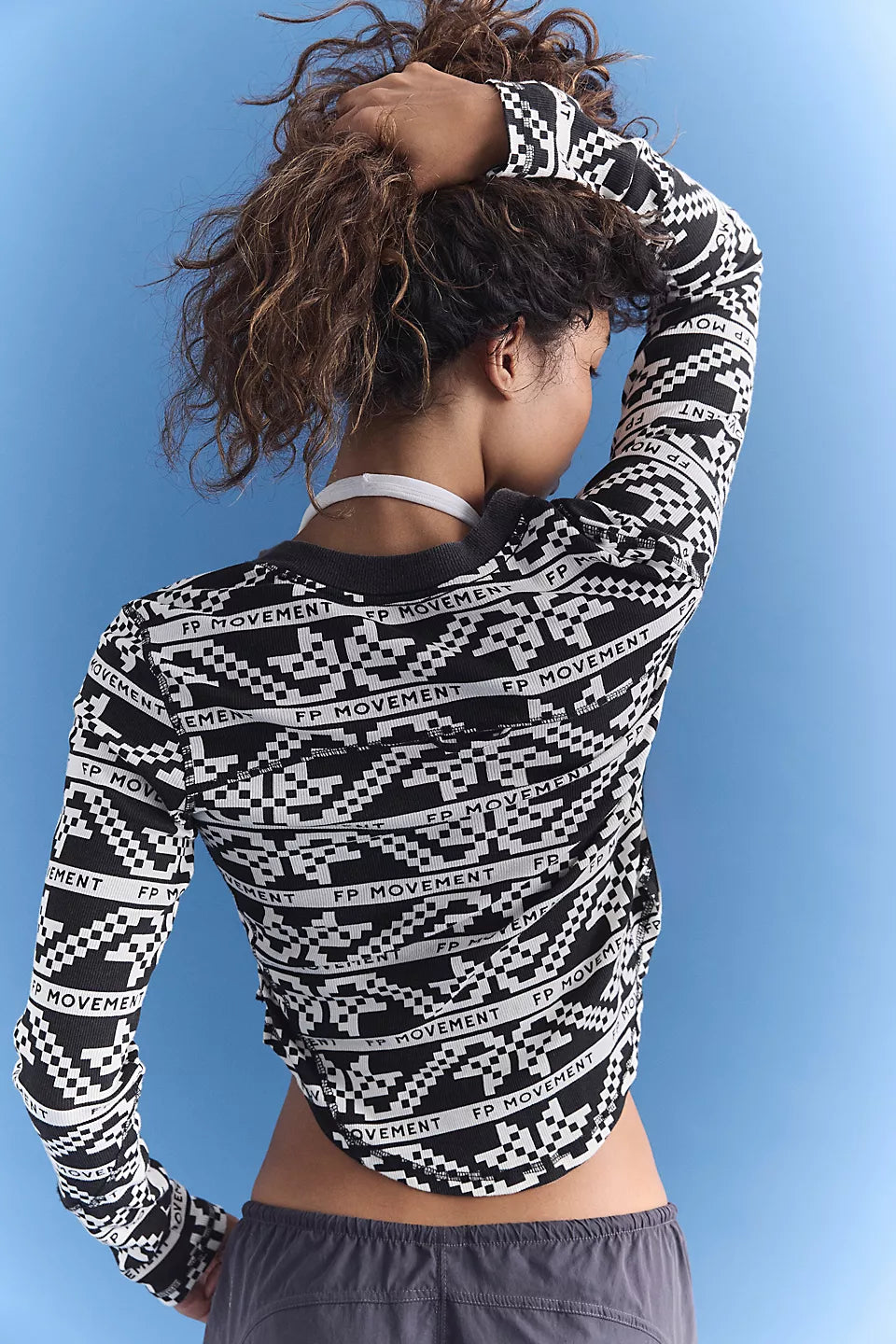 FREE PEOPLE - COOL DOWN CREW PRINTED TOP