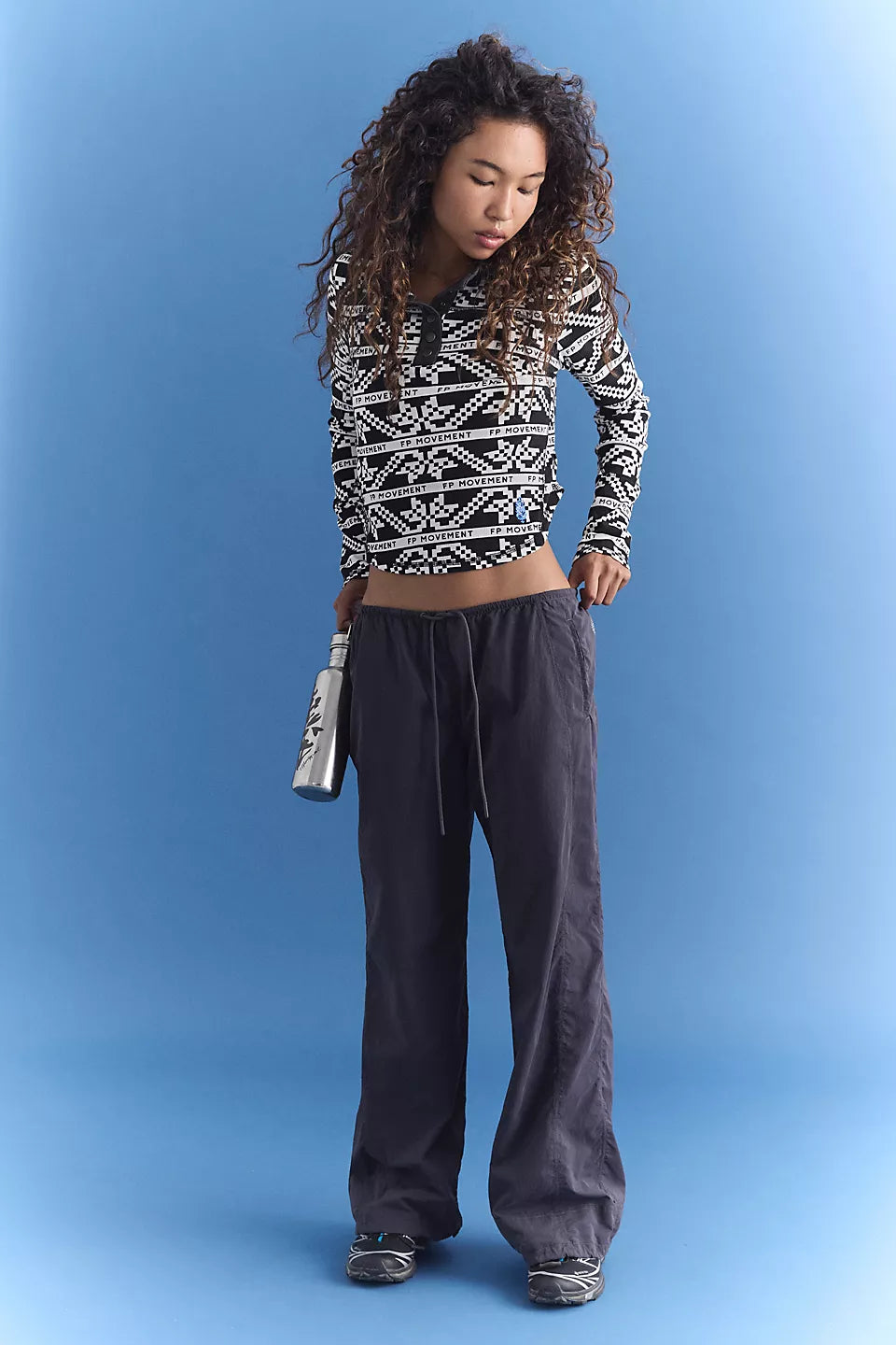 FREE PEOPLE - COOL DOWN CREW PRINTED TOP