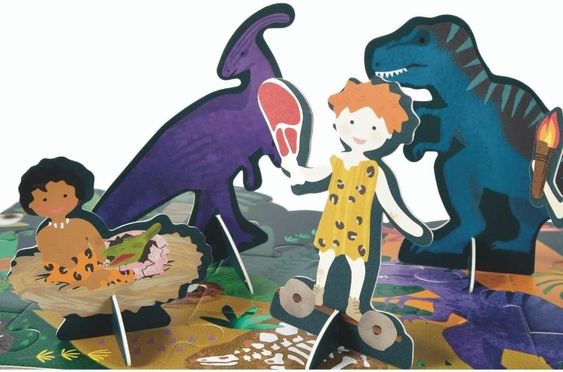 FLOSS & ROCK- DINOSAUR JIGSAW PUZZLE WITH FIGURES 