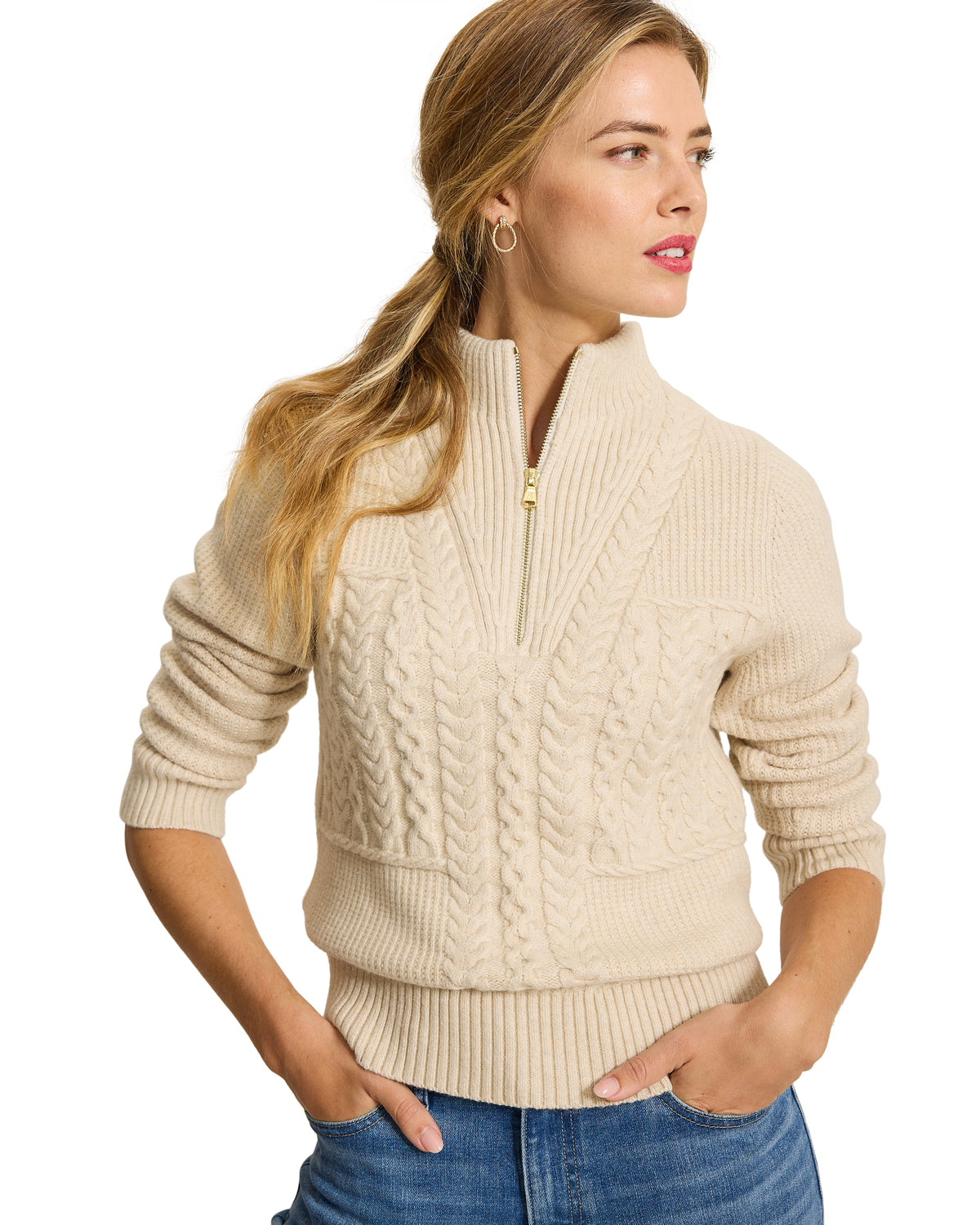 TOMMY BAHAMA - WOMEN'S CLOUD BAY CABLE HALF ZIP