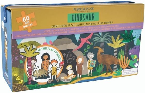 FLOSS & ROCK- DINOSAUR JIGSAW PUZZLE WITH FIGURES 
