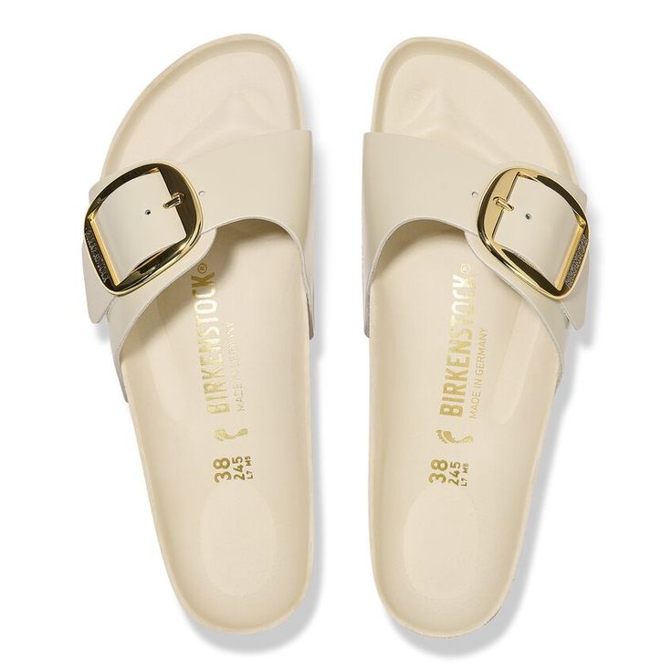BIRKENSTOCK- MADRID BIG BUCKLE NATURAL LEATHER PATENT- HIGH SHINE SANDAL