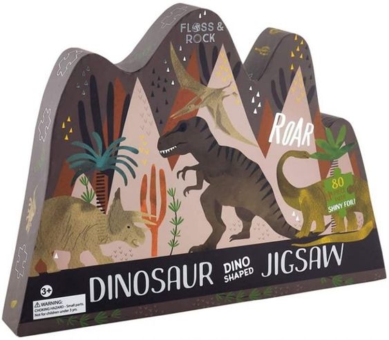 FLOSS & ROCK- DINOSAUR SHAPED JIGSAW PUZZLE 
