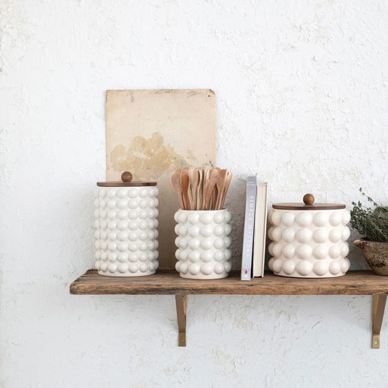 CREATIVE CO OP- RAISED DOTS CANISTER