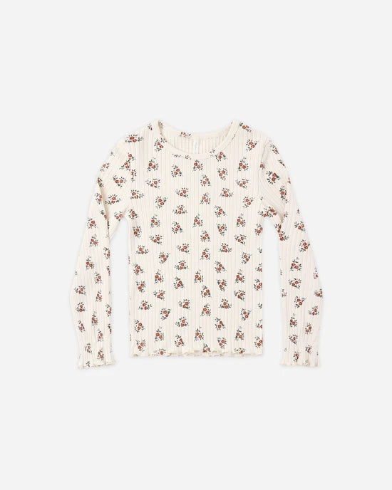 RYLEE + CRU - RIBBED LONG SLEEVE TOP RUBY BLOOM