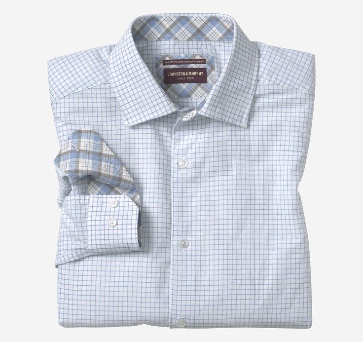 JOHNSTON & MURPHY- Men's Linen-Blend Dress Shirt