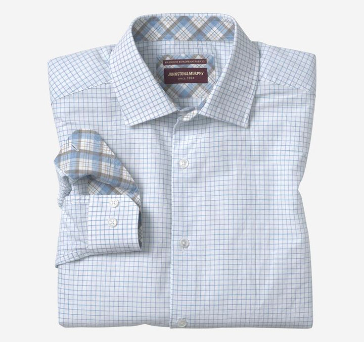 JOHNSTON & MURPHY- Men's Linen-Blend Dress Shirt