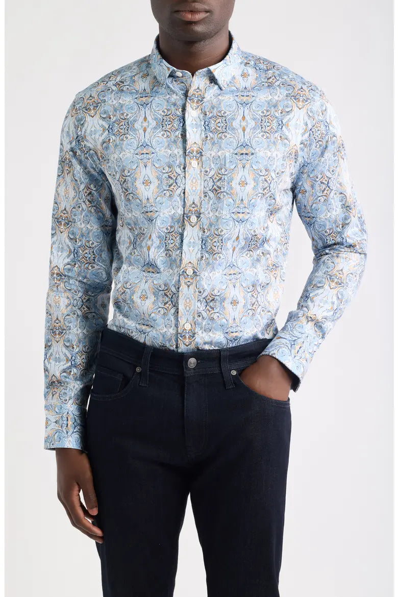 JOHNSTON & MURPHY - LOGAN PRINTED LONG-SLEEVE SHIRT