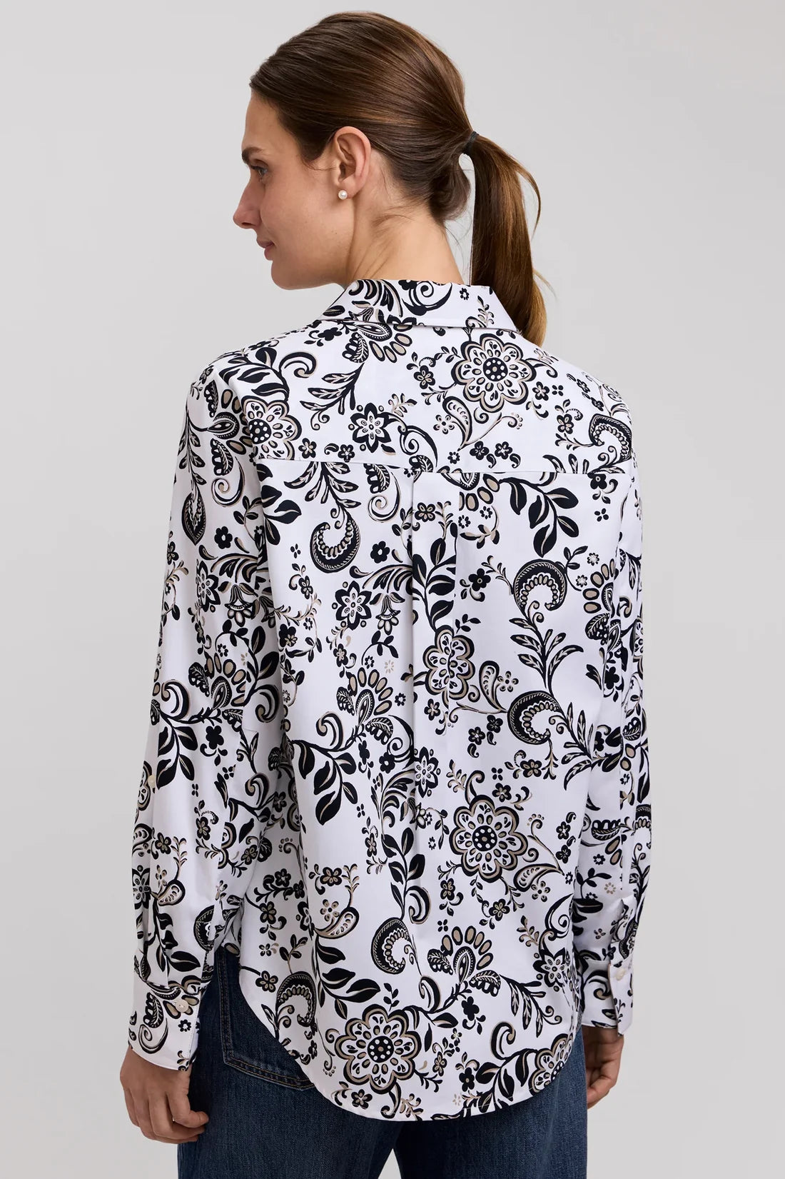 FOXCROFT - MARGIE L/S SHIRT W/ ROLL TAB