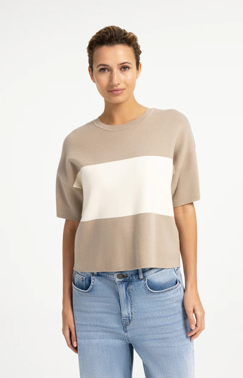YAYA - BLOCKSTRIPE SWEATER SHORT SLEEVE
