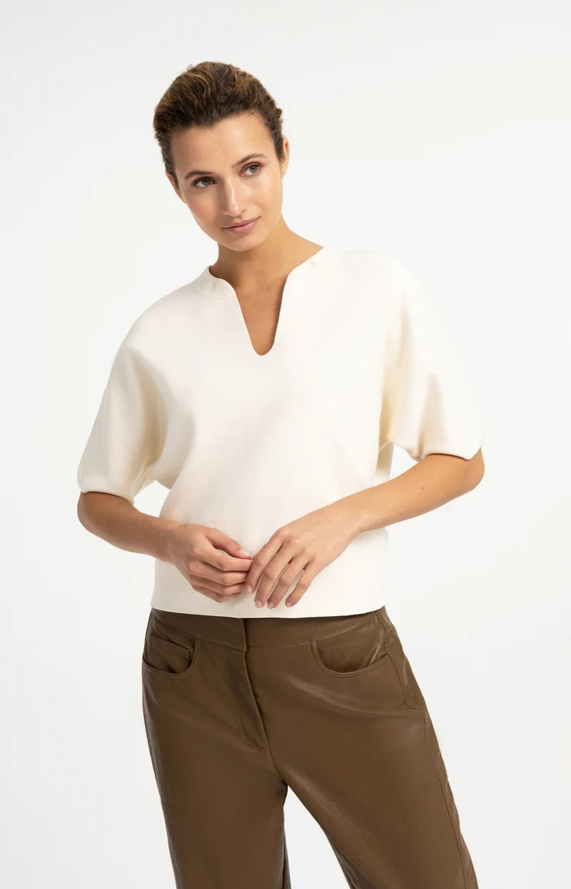 YAYA - KNITTED TOP WITH BOMBER COLLAR
