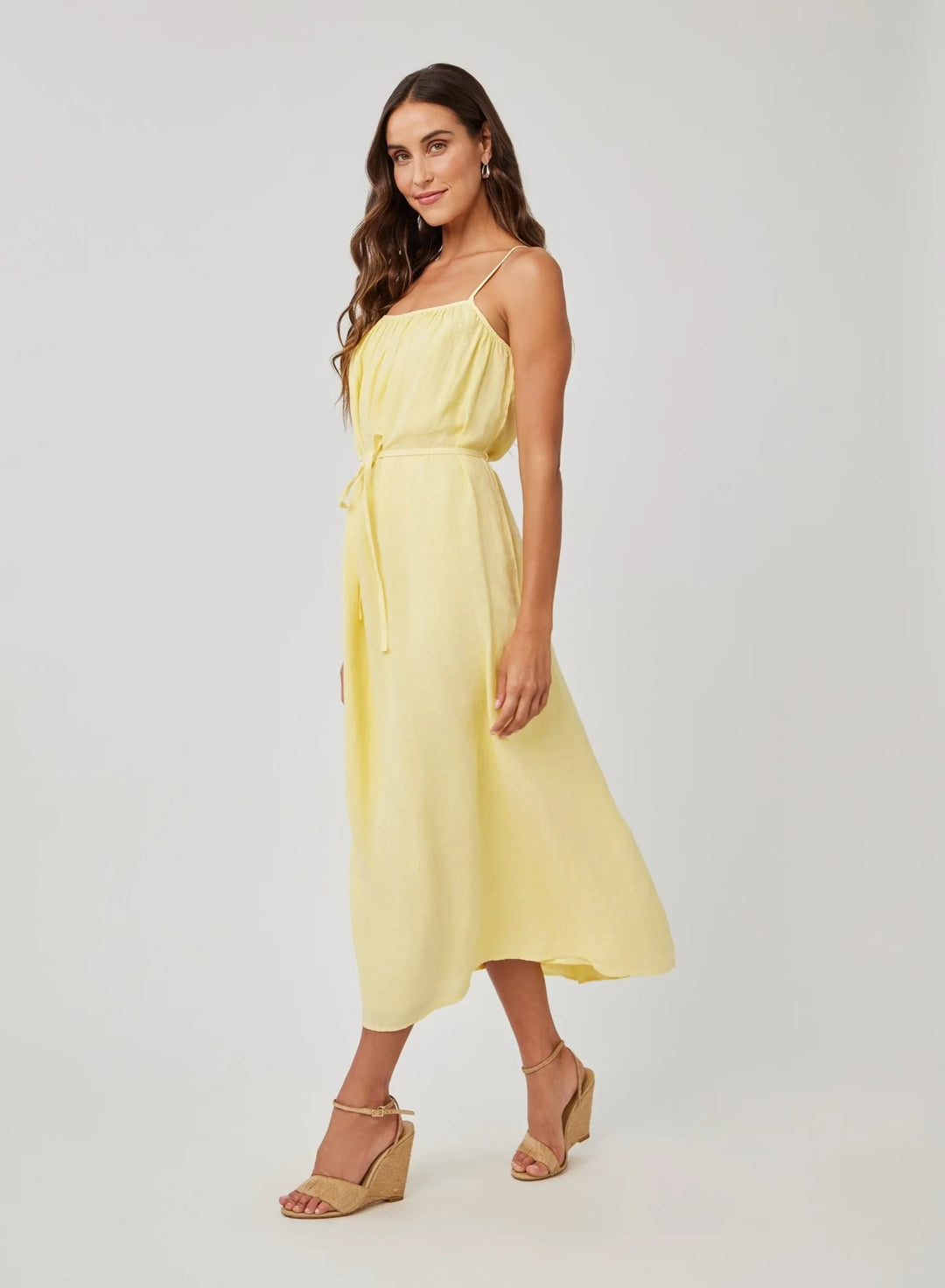 BELLA DAHL- WOMEN'S LINEN SHIRRED MAXI DRESS