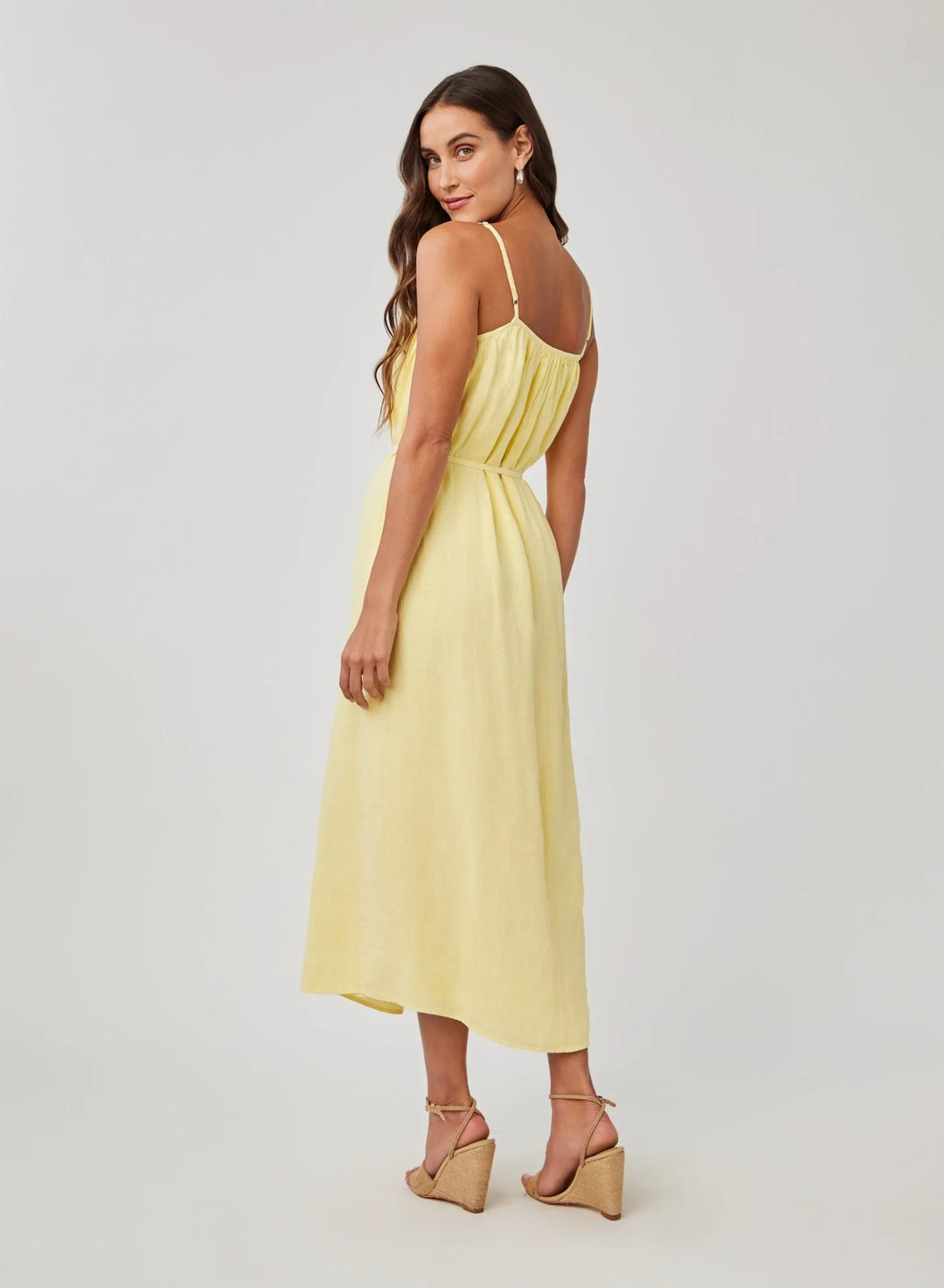 BELLA DAHL- WOMEN'S LINEN SHIRRED MAXI DRESS