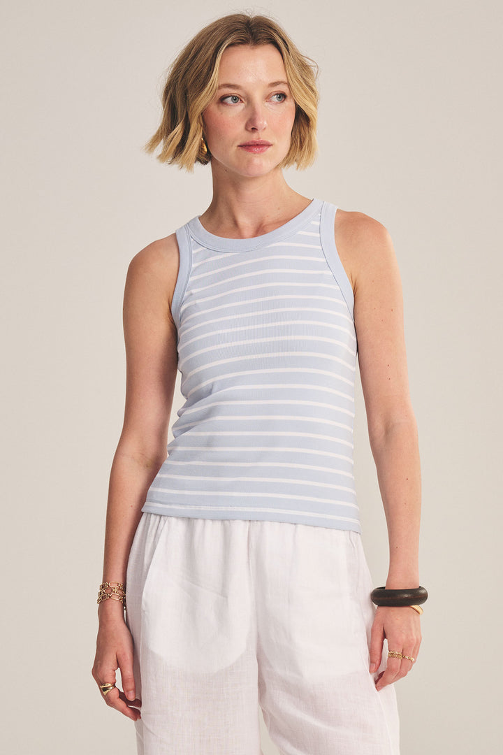 VELVET - STRIPE RIB & POPLIN MIX MEDIA TOP MORIE07