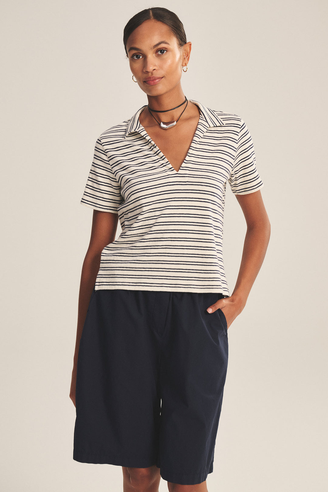 VELVET - YARN DYE STRIPE JERSEY TOP PERRIN07