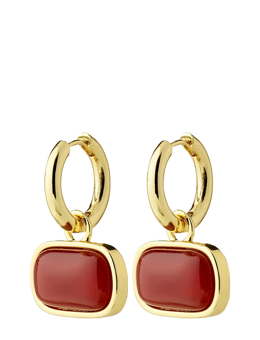 PILGRIM - NOW EARRINGS GOLD/RED