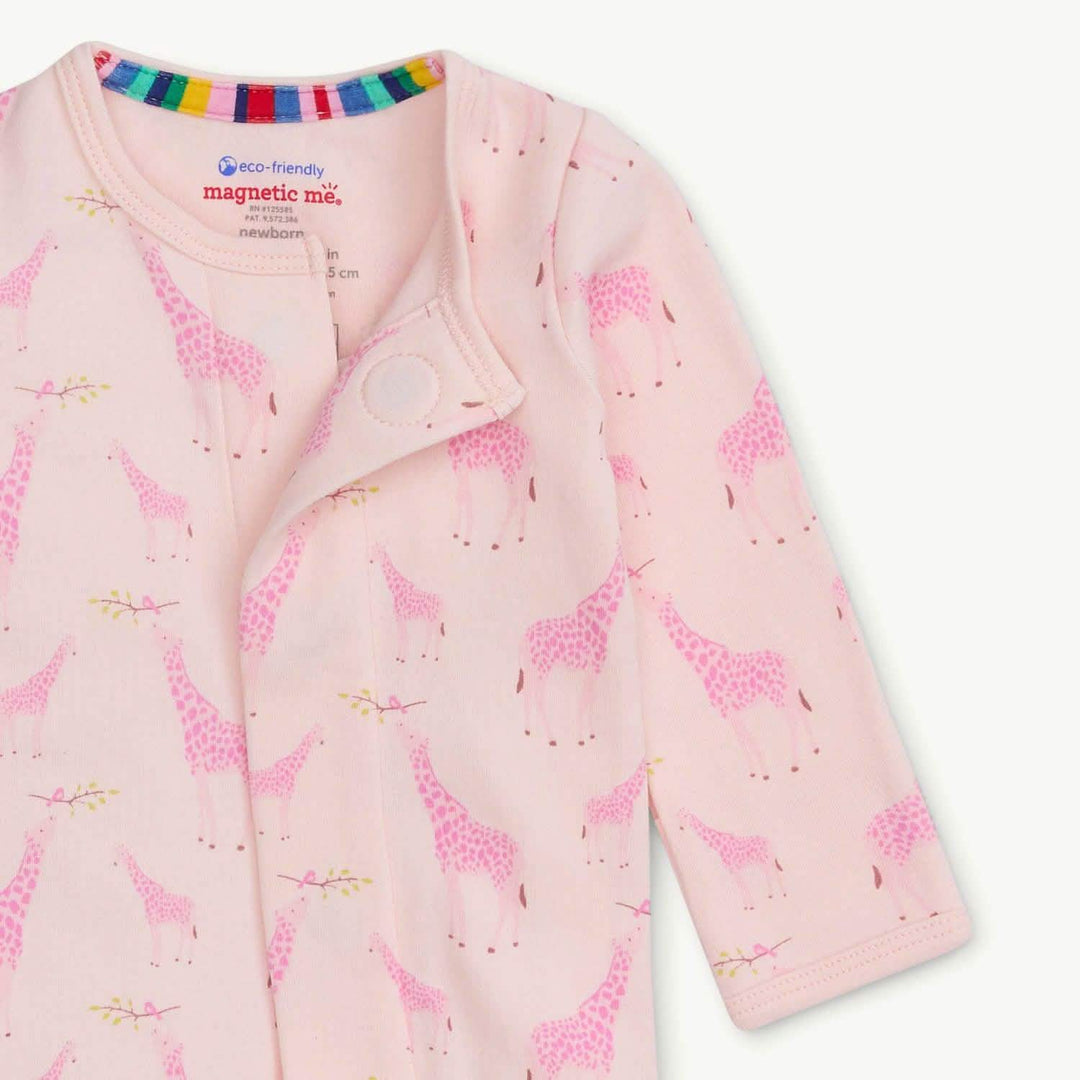 MAGNETIC ME - PINK JOLIE GIRAFFE ORGANIC COTTON MAG FOOTIE