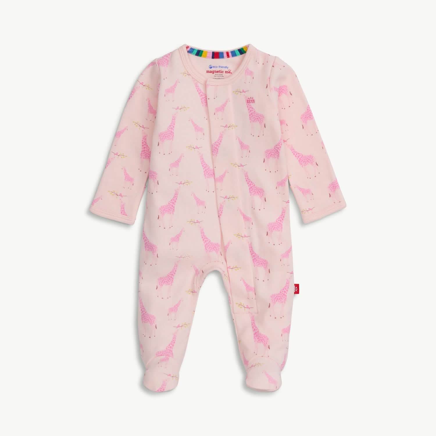 MAGNETIC ME - PINK JOLIE GIRAFFE ORGANIC COTTON MAG FOOTIE