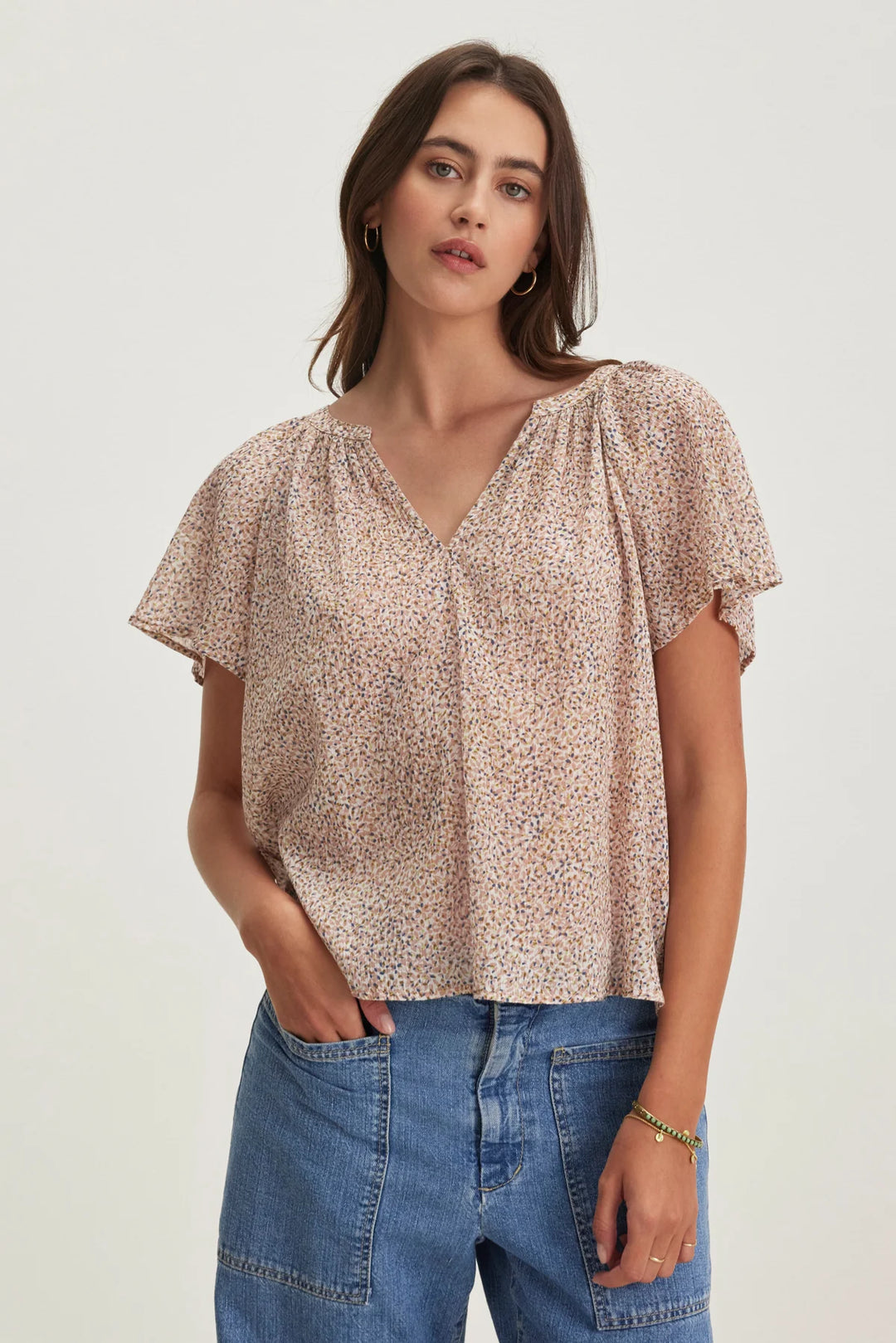 VELVET- WOMEN'S PARK PRINTED CRINKLE COTTON GAUZE TOP