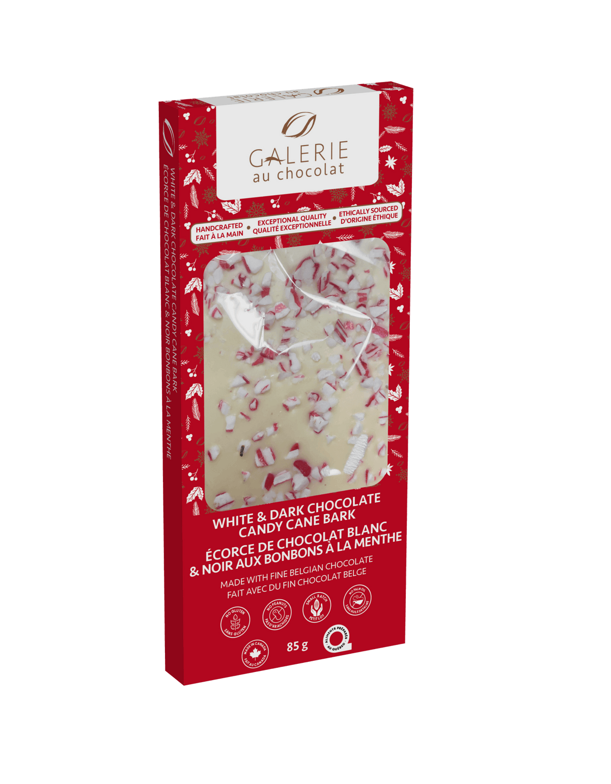 GALERIE AU CHOCOLAT WHITE & DARK CHOCOLATE WITH PEPPERMINT & CANDY CANE BARK BAR