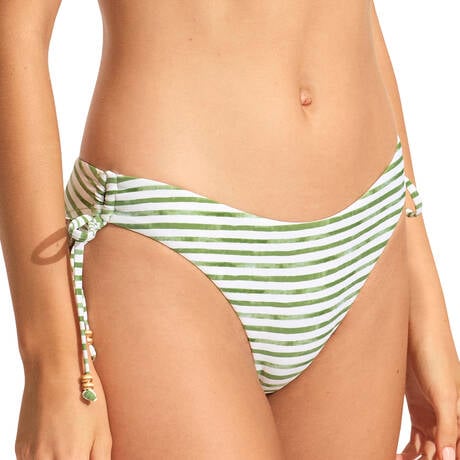 SEAFOLLY- WOMEN'S ISLA PALM LOOP TIE SIDE SWIM BOTTOM