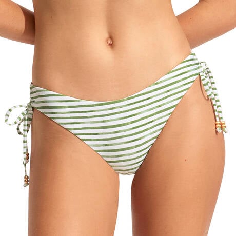 SEAFOLLY- WOMEN'S ISLA PALM LOOP TIE SIDE SWIM BOTTOM