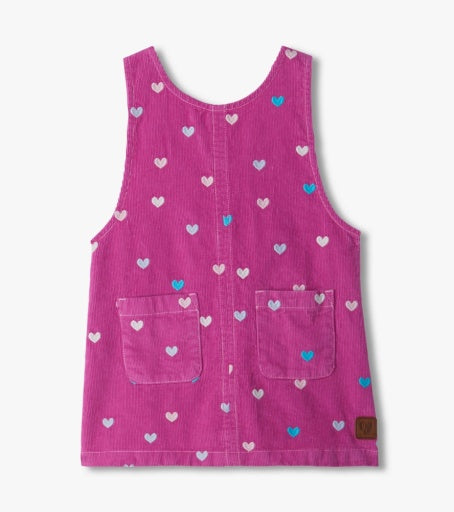 HATLEY - TODDLER TINY HEART EMBROIDERED FINE WHALE CORD PINAFORE