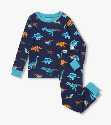 HATLEY - KIDS COLOURFUL DINOS COTTON RIB PAJAMA SET
