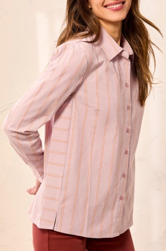 TRIBAL - L/S BTN FRT SHIRT W/ SIDE PANELS-VIOLETICE