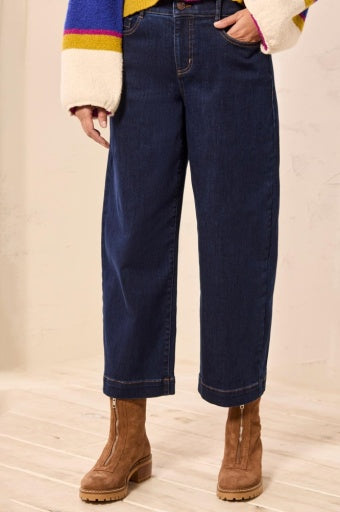 TRIBAL - AUDREY HUGGING CROP WIDE LEG BOUNDLESS STRETCH DENIM-DARKNIGHT