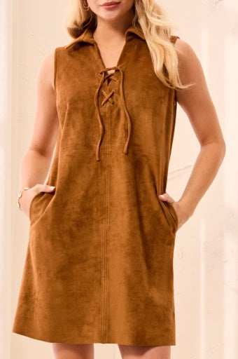TRIBAL - SLV/LESS LACE UP DRESS W/ PKTS-HAZELWOOD