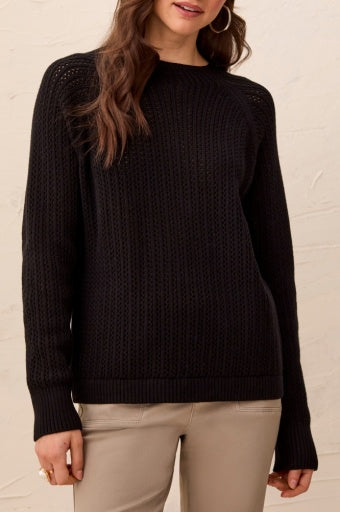 TRIBAL - L/S FUNNEL NK SWEATER-BLACK