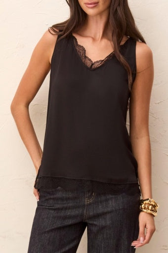 TRIBAL - CAMI W/ LACE-BLACK