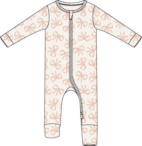 PETIT LEM - Baby Bows Print on Ivory Convertible Sleeper