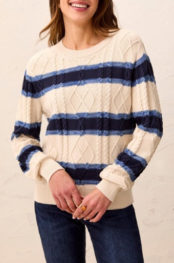 TRIBAL - L/S CREW NK SWEATER W/EMBROIDERY-STELLAR