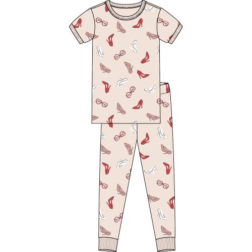PETIT LEM- Kids Dress Up Print on Blush Short-Sleeved PJ Set (8-14)