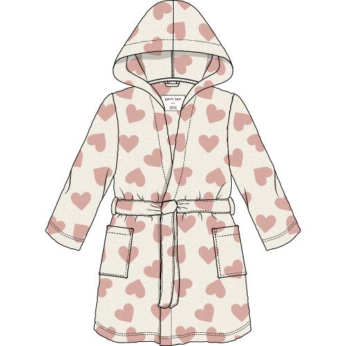 PETIT LEM- Kids Heart Prints on Ivory Plush Robe (8-14)